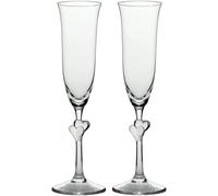 Copas para vino espumoso L´Amour de Stölzle Lausitz con corazones rojos, de 175 ml, juego de 2, aptas para lavavajillas: Romántico dúo de copas para disfrutar en pareja del vino espumoso