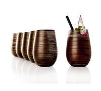 Stölzle Lausitz Juego de 6 vasos Twister de 465 ml, color negro y bronce, juego de 6 unidades, apto para lavavajillas, a prueba de golpes, vasos universales como vasos de agua, vasos de zumo