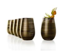 Stölzle Lausitz Set 6 Vasos Twister 465ml - Vasos de Cristal Negro-Oro para Agua Zumo y Cócteles - Diseño Moderno y Elegante - Apto para Lavavajillas y Resistente a Golpes - Cristal sin Plomo