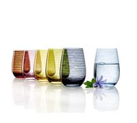 Stölzle Lausitz Mediterranean Mix I vasos modernos de la serie Twister I vasos de 465 ml I juego de 6 I vasos de agua I vasos multicolores I vasos aptos para el lavavajillas