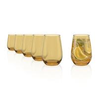 Stölzle Lausitz Vasos de Agua Elements Ámbar Set de 6 - 465 ml Vasos de Cristal para Cócteles, Agua o Zumo - Vidrio Sin Plomo Resistente a Golpes - Aptos para Lavavajillas - Diseño Moderno