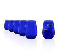 Stölzle Lausitz Vasos de Agua Elements Azul Cobalto Set de 6 - 465 ml Vasos Altos de Cristal sin Plomo - Para Agua Zumo y Cócteles - Aptos Lavavajillas Resistentes a Golpes - Fabricados en Alemania