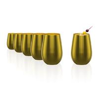 Stölzle Lausitz Vasos de Agua Elements Dorado Metálico Set de 6 - Vasos de Cristal 465 ml para Agua Zumo y Cócteles - Aptos para Lavavajillas - Vasos Resistentes y Elegantes para Uso Diario