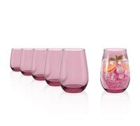 Stölzle Lausitz Vasos de Agua Elements Lila Juego de 6 - 465 ml Vasos de Cristal para Agua Zumo y Cócteles - Vasos Elegantes Resistentes a Golpes y Aptos para Lavavajillas - Decoración Moderna