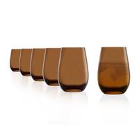 Stölzle Lausitz Vasos de Agua Elements Marrón Set de 6 - Vasos de Cristal de 465 ml para Agua, Zumo y Cócteles - Resistentes a Golpes, Aptos para Lavavajillas - Diseño Moderno y Fabricación Alemana