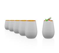 Stölzle Lausitz 3520012EL086 ELEMENTS - Juego de 6 vasos (cristal, 465 ml, 6 unidades), color blanco y dorado