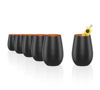 Stolzle Lausitz Juego de vasos olímpicos de 6 piezas, capacidad de 465 ml, color negro y bronce