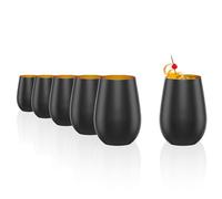 Stölzle Lausitz Vasos de Agua Elements Metallic Set de 6, 465 ml - Vasos Versátiles para Agua, Jugo y Cócteles - Vasos de Cristal de Alta Calidad - Apto para Lavavajillas y Resistentes a Golpes
