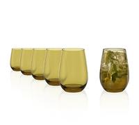Stölzle Lausitz Vasos de Agua Elements Oliva Set de 6 - Vasos de Cristal de 465 ml para Agua, Zumo y Cócteles - Alta Resistencia a Golpes - Aptos para Lavavajillas - Diseño Moderno Hecho en Alemania