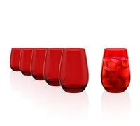 Stölzle Lausitz Vasos de Agua Elements Rojo Set de 6 - Vasos Altos de 465 ml de Cristal sin Plomo - Para Agua Zumo y Cócteles - Resistentes a Golpes y Aptos para Lavavajillas - Fabricados en Alemania