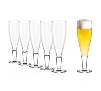 Stölzle Lausitz Vasos de Cerveza Milano - Set de 6 Vasos de Cristal 390ml - Elegantes Copas para Cerveza Lager Pils y Artesanal - Lavables en Lavavajillas - Alemana