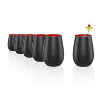 Stölzle Lausitz Vasos Elements Metálicos Negro/Rojo Set de 6 - 465 ml Cristal Sin Plomo - Aptos para Lavavajillas y Resistentes - Vasos para Agua, Zumo o Cócteles con Diseño Elegante y Moderno
