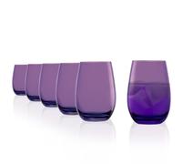 Stölzle Lausitz Vasos Elements Violeta Set de 6 - 465 ml Vasos de Cristal para Agua Zumo y Cócteles - Resistentes a Golpes y Apto Lavavajillas - Vasos Elegantes para Uso Diario y Decorativo