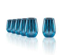 Stölzle Lausitz Vasos Longdrink Mirror Azul Set de 6 - 465 ml Vasos Altos de Cristal para Agua Zumo y Cócteles - Diseño Espejado Moderno - Sin Plomo - Resistentes a Golpes - Apto para Lavavajillas