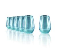 Stölzle Lausitz Vasos Longdrink Mirror Turquesa Set de 6 - 465 ml Vasos Altos de Cristal para Agua Zumo y Cócteles - Diseño Espejado Moderno - Sin Plomo - Resistentes - Aptos para Lavavajillas
