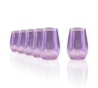 Stölzle Lausitz Vasos Longdrink Mirror Violeta Set de 6 - 465 ml Vasos Altos de Cristal para Agua Zumo y Cócteles - Diseño Espejado Elegante - Sin Plomo - Resistentes a Golpes y Lavavajillas