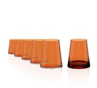 Stölzle Lausitz Vasos Symphony de 400 ml, color naranja, juego de 6 unidades, apto para lavavajillas, alta resistencia a los golpes, vasos universales como vasos de agua, zumos y vasos largos
