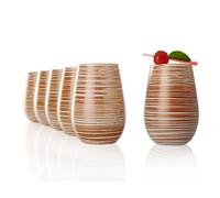 Stölzle Lausitz Vasos Twister 6 Unidades 465ml - Vasos de Cristal Blanco-Bronce para Agua Zumo y Cócteles - Resistentes al Lavavajillas y Golpes - Diseño Moderno y Elegante - Hechos en Alemania