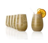 Stölzle Lausitz Juego de 6 vasos Twister de 465 ml, color oro blanco, juego de 6 unidades, apto para lavavajillas, alta resistencia a los golpes, vasos universales como vasos de agua, vasos de zumo