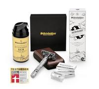 Störtebekker® Anti Skin Irritation Set - Afeitado perfecto - incl. maquinilla de afeitar, hojas de afeitar, bálsamo para después del afeitado - idea regalo - set de afeitado hombes (Plata - Café)