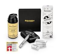 Störtebekker® Anti Skin Irritation Set - Afeitado perfecto - incl. maquinilla de afeitar, hojas de afeitar, bálsamo para después del afeitado - idea regalo - set de afeitado hombes (Plata - Negro)