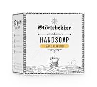 Störtebekker Jabón de manos premium de madera de sándalo, jabón sólido para hombres con espino amarillo y romero, aroma cálido de sándalo, jabón de núcleo vegano y sin aceite de palma, hecho a mano