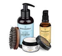 Störtebekker® Premium Anti Picazón Set - Set de cuidado de barba para hombres - Incluye aceite para barba, bálsamo, cepillo para barba, champú para barba, cuidado diario de la barba (Sándalo)