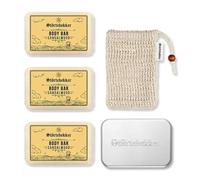 Störtebekker Premium Duschset Body | 3 x Festes Duschgel (sándalo) incluida Sisal Soap Bag & Soap Box XL para hombre y mujer | Vegano & Handmade in Holland