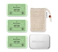 Störtebekker® Premium Set de ducha Body | 3 x Gel de ducha fijo (Aloe Vera), incluye bolsa de jabón de sisal y caja de jabón XL para hombre y mujer, vegano y hecho a mano en Holanda