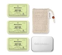 Störtebekker® Premium Set de ducha Body | 3 x Gel de ducha fijo (Herbal Wood - Body Scrub), incluye bolsa de jabón de sisal y caja de jabón XL para hombre y mujer, vegano y hecho a mano en Holanda