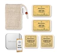 Störtebekker Premium Set de ducha Hair & Body | 2 x champú sólido & 2 x gel de ducha sólido de sándalo para hombre y mujer | incluye jabón y bolsa de sisal | vegano y hecho a mano