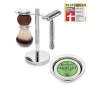 Störtebekker® Premium Shaving Stand Set Juego de soporte de afeitado - maquinilla de afeitar, brocha de afeitar, funda y jabón de afeitar, set de afeitado en 4 variantes - Idea de regalo (Aloe Vera)