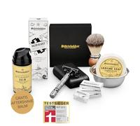 Störtebekker® set anti-irritación Premium + aftershave gratuito - Afeitado perfecto - incl. maquinilla de afeitar, hojas de afeitar, brocha de afeitar, cuenco, jabón de afeitar & aftershave (Negro)