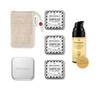 Störtebekker® - Set de ducha de alta calidad, champú sólido Active Carbon (x3), bolsa de sisal, jabón + crema de día gratis, set de champú para el cuidado del cabello/ducha, hecho a mano en fábrica de