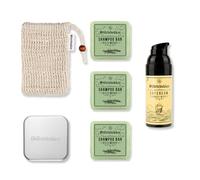 Störtebekker® - Set de ducha de alta calidad, champú sólido de romero (x3), bolsa de sisal, jabón + crema de día, juego de barra de champú para cabello, cuero cabelludo y barba, hecho a mano en