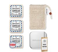 Störtebekker - Set de ducha premium - Champú sólido anticaspa (x3), bolsa de sisal + lata de jabón de aluminio - Juego de barra de champú para cabello, cuero cabelludo y barba - Hecho a mano en