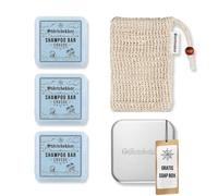 Störtebekker - Set de ducha premium - Champú sólido Crusoe (x3), bolsa de sisal + lata de jabón de aluminio - Juego de barra de champú para cabello, cuero cabelludo y barba - Hecho a mano en fábrica