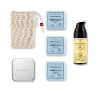 Störtebekker® - Set de rutina de ducha de alta calidad, champú sólido Crusoe (x3), bolsa de sisal, jabón + crema de día, juego de barra de champú para cabello, cuero cabelludo y barba - Hecho a mano