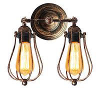 STOEX Aplique Doble-Cabeza de Hierro Edison Estilo Rústica Vintage Metal Industrial Lámpara de Pared Creativo Iluminación Ajustable de Loft Bar Hotel Comedor(óxido)