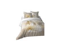 Stof - Funda nórdica Maldivas 240 x 220 cm y 2 Fundas de Almohada de 63 x 63 cm, 100% algodón de 57 Hilos, Certificado Oekotex, Natural, Palmera, Viaje, Amarillo, Oro
