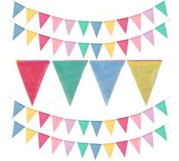 Stoff Wimpelkette SUNtoys Girlanden Wimpelkette,4 Stück Farbige Wimpel-Gesamtlänge 16M,Wpimelkette Geburtstag Kindergeburtstag Deko Geburtstagsgirlande,Einschulung Deko Wimpelkette Outdoor Party Deko