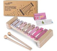Stoie's 8 piastrelle Rosa Sensation C-Key Xylofon tastiera giocattolo per Bambini piccoli con bacchette e spartiti