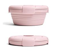 Stojo On The Go,Tazón de almuerzo plegable para ensalada reutilizable,Fiambrera apilable y apilable,Contenedor de almacenamiento de alimentos reutilizable de silicona,Caja plegable Bento 1.1L,Clavel