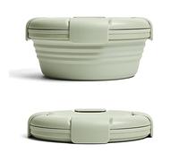 Stojo On The Go,Tazón de almuerzo plegable para ensalada reutilizable,Fiambrera apilable y apilable,Contenedor de almacenamiento de alimentos reutilizable de silicona,Caja plegable Bento 1.1L,Sage