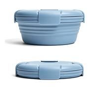 Stojo On The Go,Tazón de almuerzo plegable para ensalada reutilizable,Fiambrera apilable y apilable,Caja plegable Bento 1.1L,Acero azul