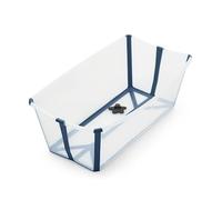 Stokke Flexi Bath, Azul Transparente - 64 x 24 x 34 cm - Bañera plegable para recién nacidos y bebés, liviana, resistente y fácil de guardar - Ideal para casa o viajes