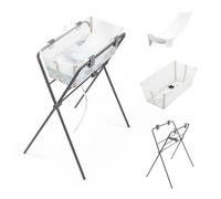 Stokke Flexi Bath® Bañera Bebé con Patas y Soporte de Recién Nacido, Beige | Altura ergonómica para un baño cómodo. Soporte de baño para recién nacido incluido. Plegable. De 0 a 4 años.