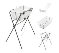 Stokke Flexi Bath® Bañera Bebé con Patas y Soporte de Recién Nacido, Blanco | Altura ergonómica para un baño cómodo. Soporte de baño para recién nacido incluido. Plegable. De 0 a 4 años.