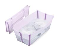 Stokke Flexi Bath® Bañera Plegable Bebé 64×24×34cm, Lavanda | Bañera de bebé ligera, resistente y fácil de guardar. En casa o de viaje. Tapón termosensible. De 0 a 4 años.