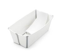 Stokke Flexi Bath (Blanca) con Soporte para recién nacido - Duradera y fácil de guardar - Práctica para usar en casa o de viaje - Para bebés 0 a 48 meses